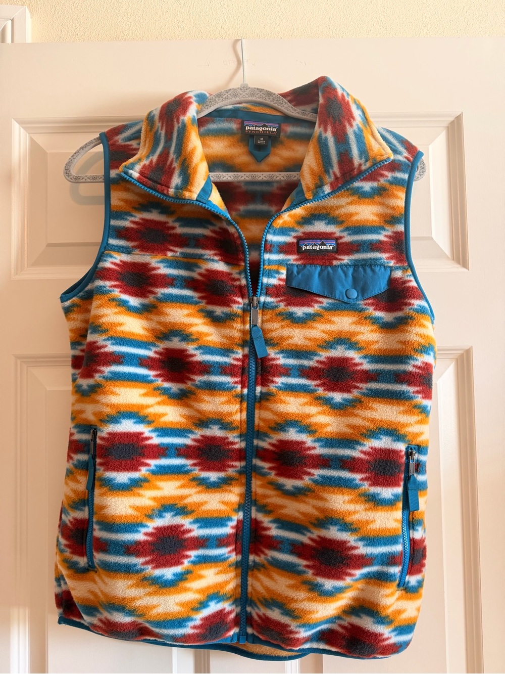 Patagonia Womens Multi-Color Fleece Vest - Yellow/Blue/Red